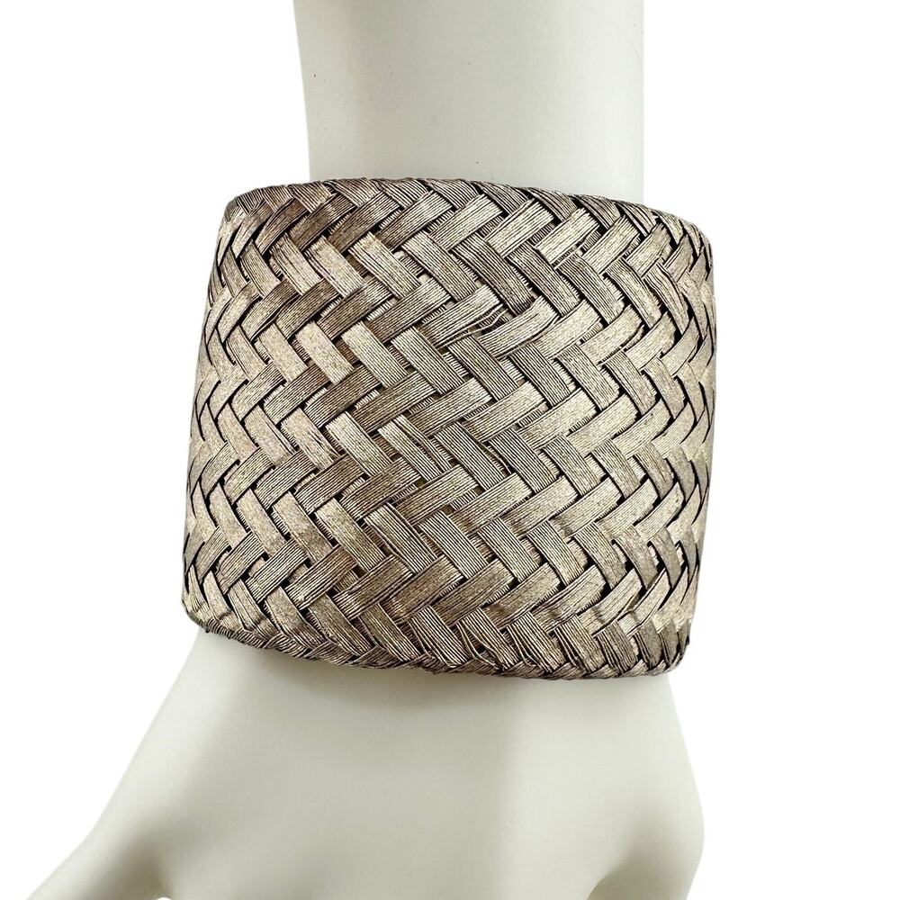 Sarah Cavender Metalworks Vintage Basketweave Silver Tone Wide Cuff 6.5 Bracelet